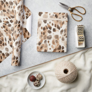 Chic Cream Brown Leopard Animal Print Geschenkpapier