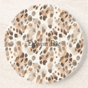 Chic Cream Brown Leopard Animal Print Getränkeuntersetzer