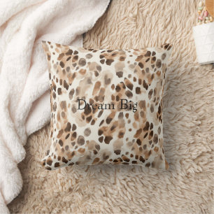 Chic Cream Brown Leopard Animal Print Kissen