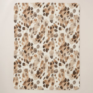 Chic Cream Brown Leopard Animal Print Sherpadecke