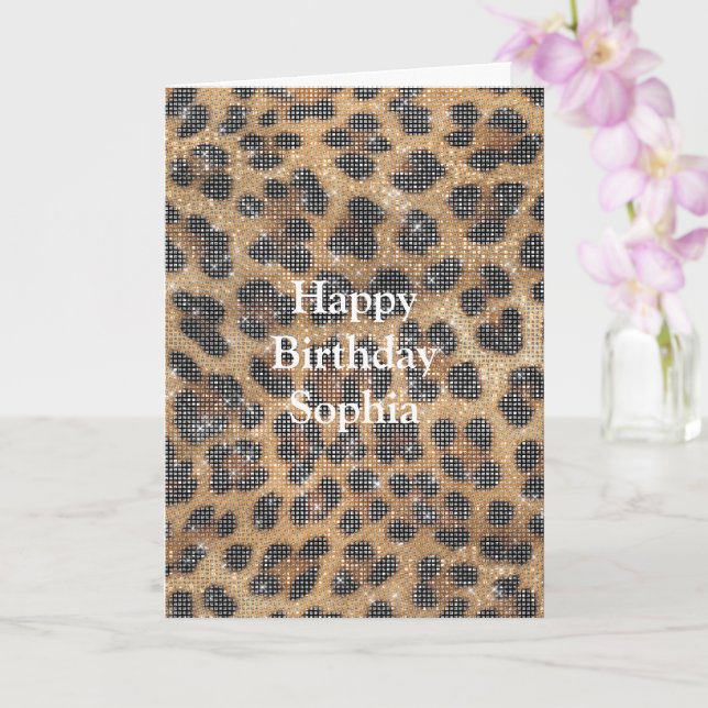 Chic Cream Brown Leopard Animal Print Sparkle Karte (Orchidee)
