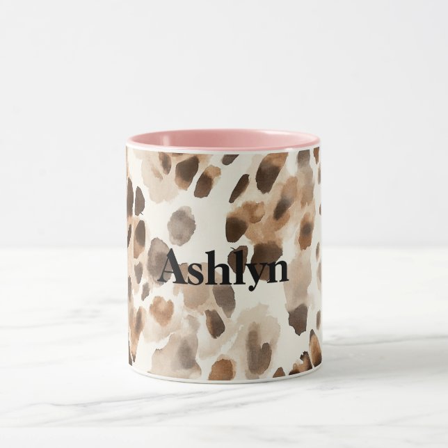 Chic Cream Brown Leopard Animal Print Tasse (Zentrum)