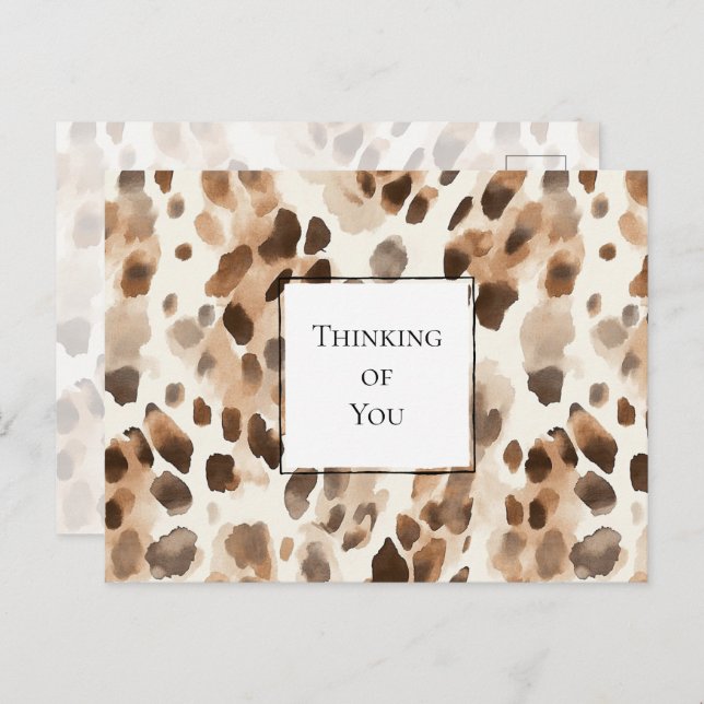 Chic Cream Brown Leopard Print Denken Sie an Sie Postkarte (Vorne/Hinten)