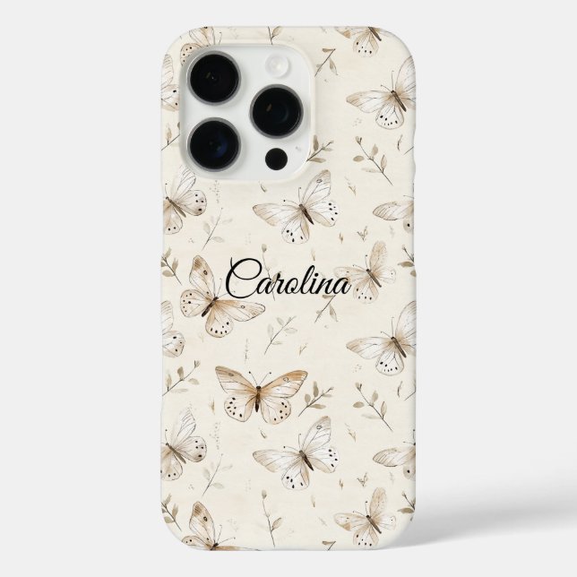 Chic Cream Butterflies Case-Mate iPhone Hülle (Rückseite)