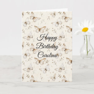 Chic Cream Butterflies Geburtstag Karte