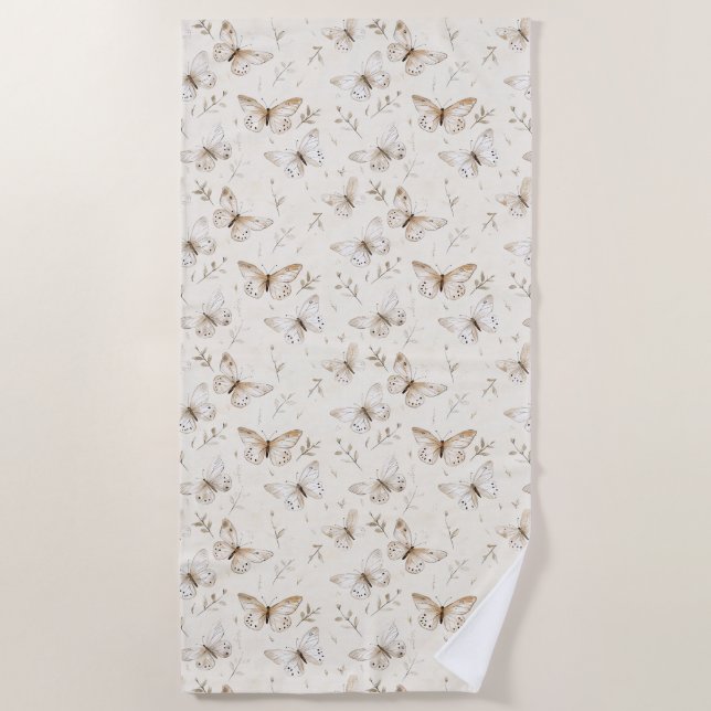 Chic Cream Butterflies Strandtuch (Vorderseite)