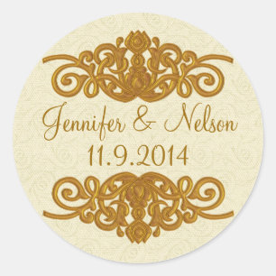 Chic Cream & Gold Tone Wedding Umschlag Aufkleber