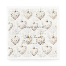 Chic Cream Grey Hearts Ornaments Wedding