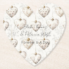 Chic Cream Grey Hearts Ornaments Wedding Untersetzer