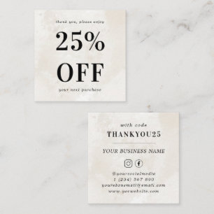 Chic Cream Marble Bold Typografy Small Business Rabattkarte