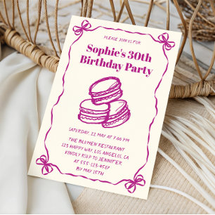 Chic Cream & Purple Macaron 30. Geburtstagsfeier Einladung