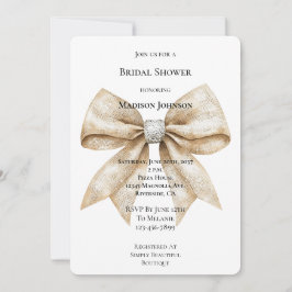 Chic Cream Silver Glam Bow Brautparty Einladung