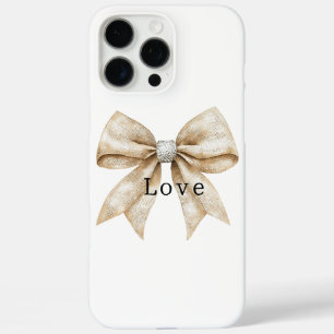 Chic Cream Silver Glam Bow Liebe iPhone 16 Pro Max Hülle