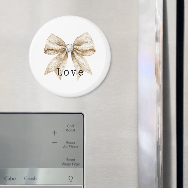 Chic Cream White Silver Glam Bow Liebe Magnet (In Situ (Kühlschrank))