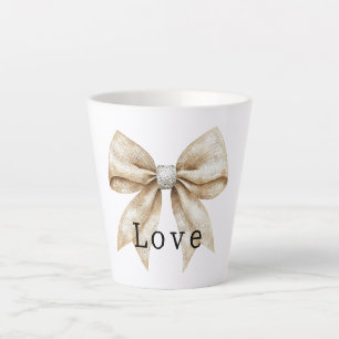 Chic Cream White Silver Glam Bow Liebe Milchtasse