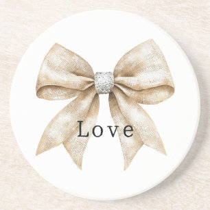 Chic Creme Silber Glamour Schleife Liebe Getränkeuntersetzer