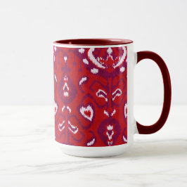 Chic Crimson Red lila Ikat Stammmuster Tasse