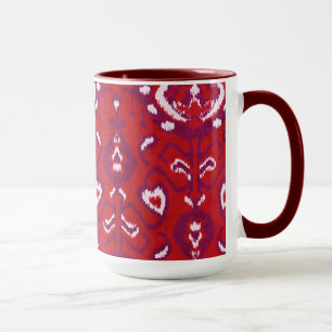 Chic Crimson Red lila Ikat Stammmuster Tasse