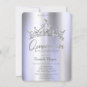 Chic Crown Violet Metallic Quinceñera Einladung