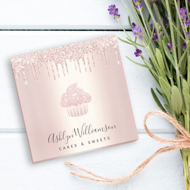 Chic Cupcake Bäckerei Koch Rose Gold Glitzer Tropf Post-it Klebezettel (Von Creator hochgeladen)