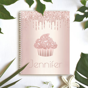 Chic cupcake Glasur moderne Rose Gold Glitzer Trop Notizbuch