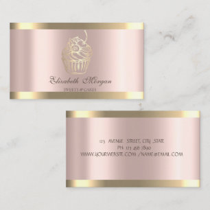 Chic Cupcake Gold Strip Rose Gold Bäckerei Visitenkarte