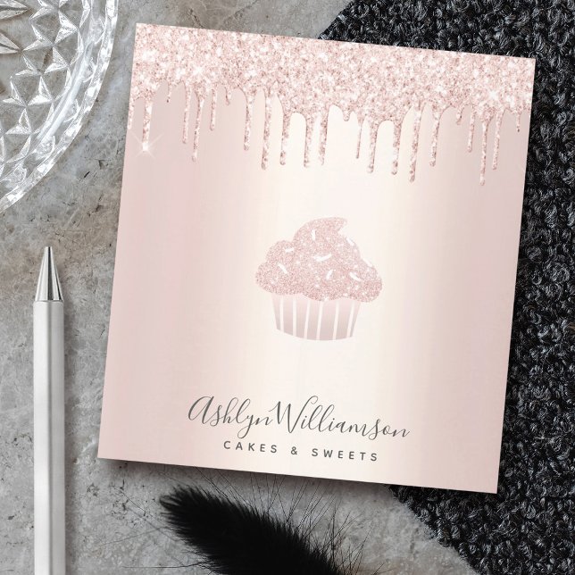 Chic Cupcake Koch Bäckerei Rose Gold Glitzer Tropf Notizblock (Von Creator hochgeladen)