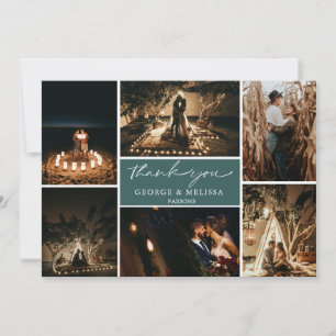 Chic Cursive Handwriting Wedding Foto Flat Vielen Dankeskarte