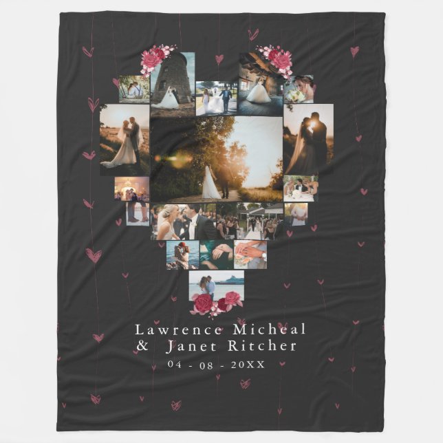 Chic Custom 18 Foto Herz geformt für sie Fleecedecke (Vorderseite)