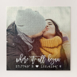 Chic Custom Coordinates Brush Script-Foto Puzzle