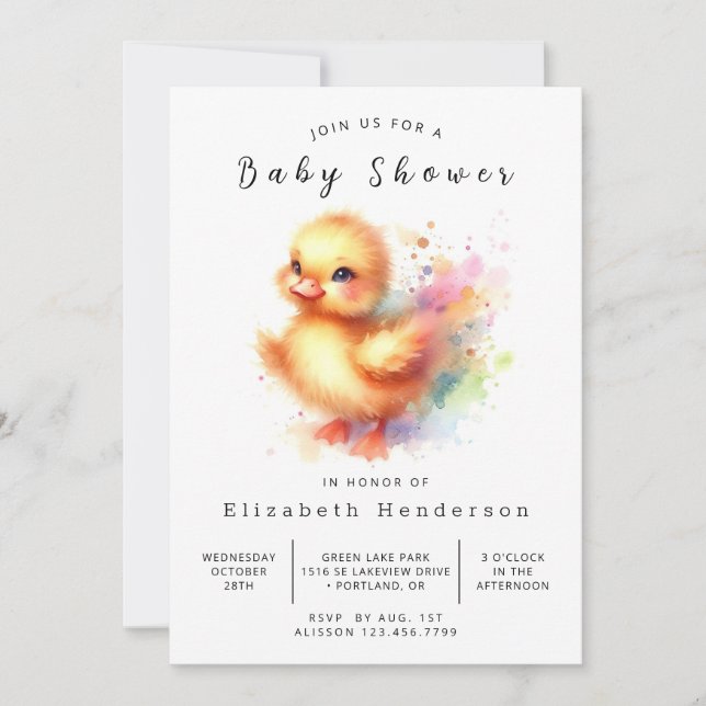 Chic Custom Duck Baby Showdusche Einladung (Vorderseite)
