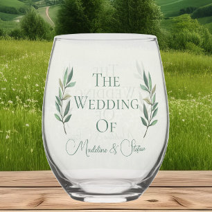 Chic Custom Eucalyptus Blätter Botanische Hochzeit Weinglas Ohne Stiel