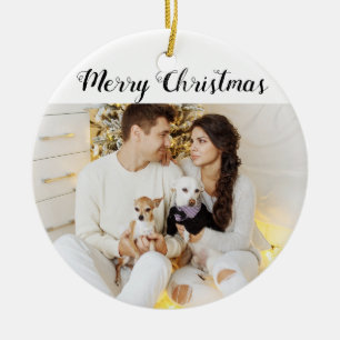 Chic Custom Family Paar Foto Holiday Christmas Keramik Ornament
