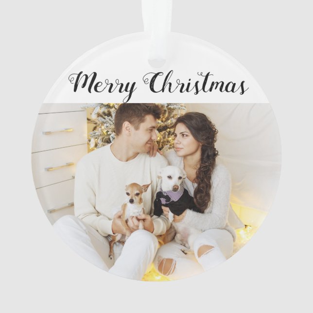 Chic Custom Family Paar Foto Holiday Christmas Ornament (Rückseite)