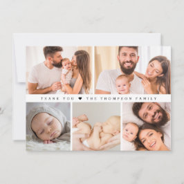 Chic Custom Foto Collage Grid Baby Dusche Dankeskarte