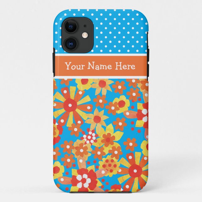 Chic Custom iPhone 5 Fall: Ditsy Orange Floral Case-Mate iPhone Hülle (Rückseite)