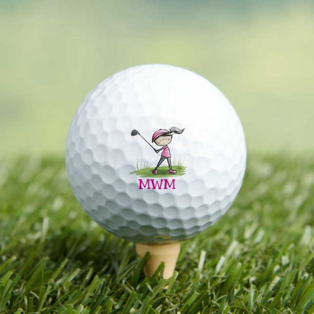 Chic & Custom - Monogram Golf Ball/Lady Golfer Golfball (Insitu T-Shirt)