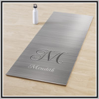 Chic Custom Monogram Gray Brushed Metallic Script