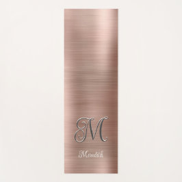 Chic Custom Monogram Pink Brushed Metallic Script  Yogamatte