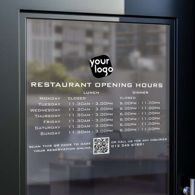 Chic Custom Openings Stunden Mittagessen Restauran Fensteraufkleber (Von Creator hochgeladen)