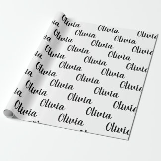 Chic Custom Personalisiert Name White & Black Geschenkpapier