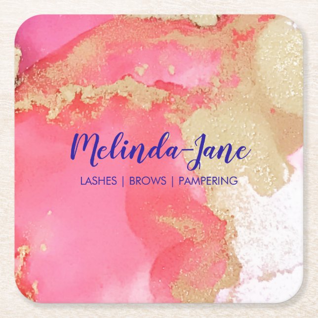 Chic Custom Pink Gold Lila Aquarellblende Rechteckiger Pappuntersetzer (Vorderseite)