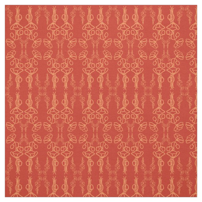 Chic Custom Red Field Poppies Kontur Fabric Stoff (Muster)