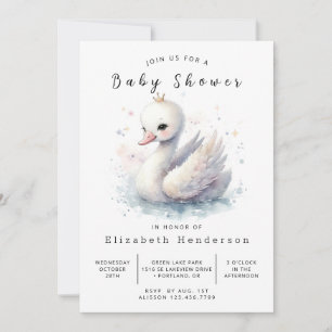 Chic Custom Swan Baby Dusche Einladung