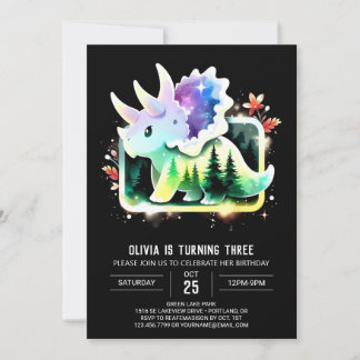 Chic Custom Triceratops Geburtstag Einladung