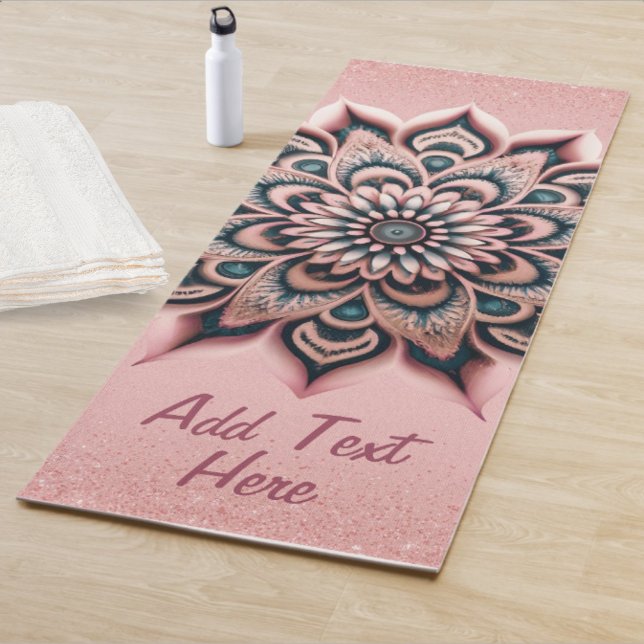 Chic Customized Rose Gold Glitzer Elegante Mandala Yogamatte (Chic Customized Rose Gold  Glitter Elegant Mandala Yoga Mat, Add  Personalized Text / Name)