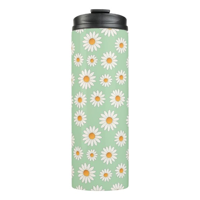 Chic Daisy Blume Pattern - Niedliches Blumendesign Thermosbecher (Vorderseite)