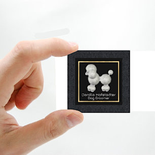 Chic Damask Dog Groomer Quadratische Visitenkarte