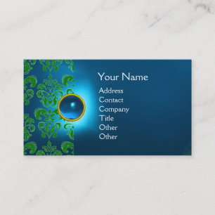 CHIC DAMASK GEM MONOGRAM blau grün Visitenkarte
