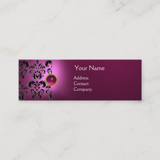 CHIC DAMASK GEM MONOGRAM rosa Mini Visitenkarte (Vorderseite)